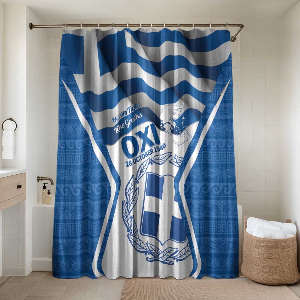 Greece Ohi Day Bathroom Set Hellas Coat Of Arms Greek Pattern - Wonder Print Shop