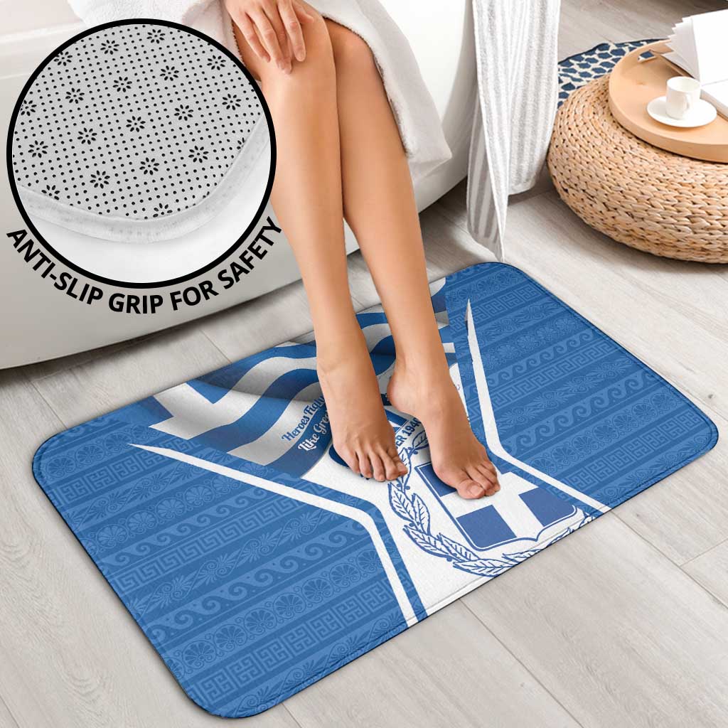 Greece Ohi Day Bathroom Set Hellas Coat Of Arms Greek Pattern - Wonder Print Shop