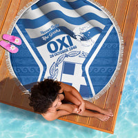 Greece Ohi Day Beach Blanket Hellas Coat Of Arms Greek Pattern - Wonder Print Shop