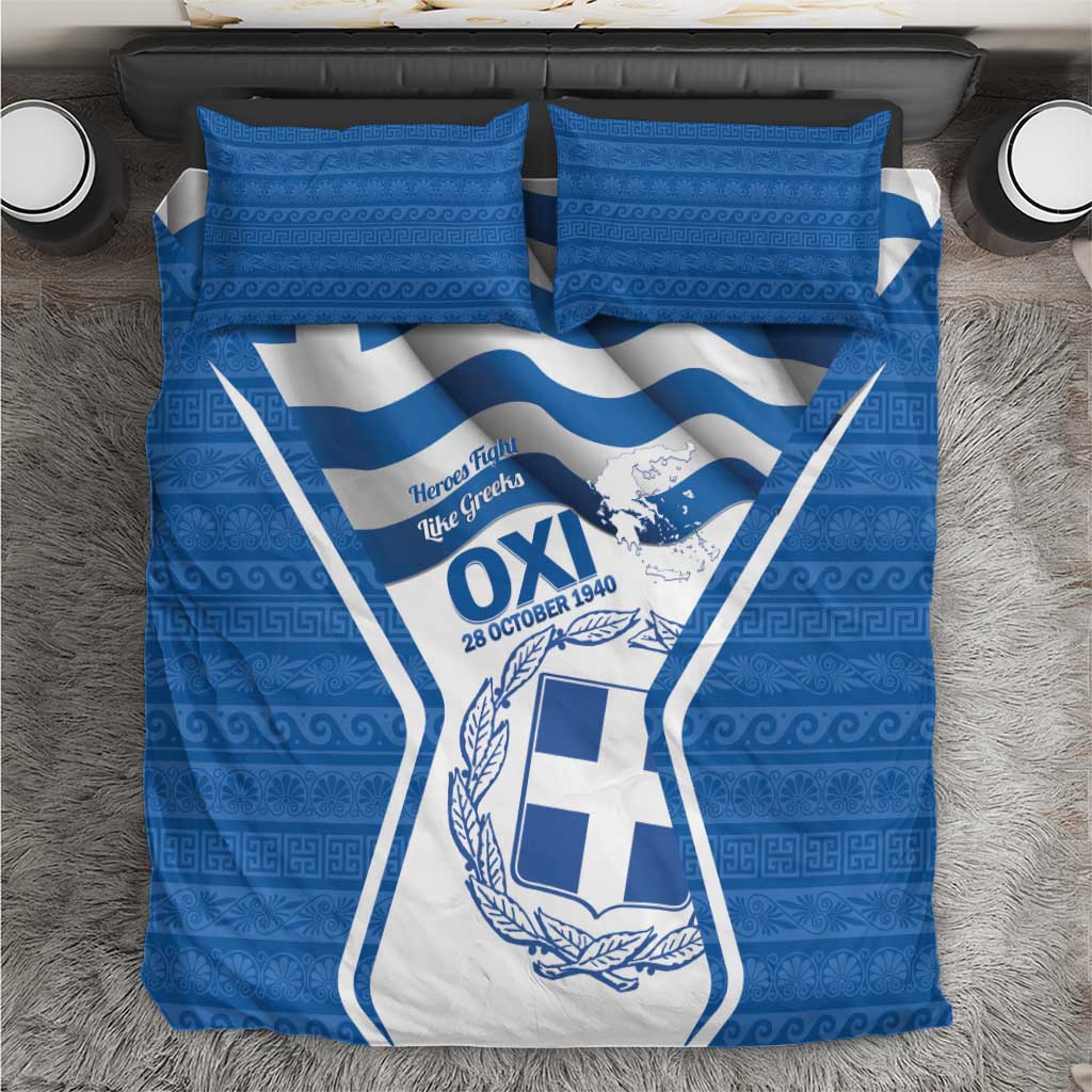 Greece Ohi Day Bedding Set Hellas Coat Of Arms Greek Pattern - Wonder Print Shop