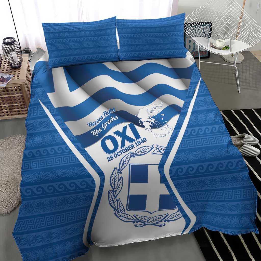 Greece Ohi Day Bedding Set Hellas Coat Of Arms Greek Pattern - Wonder Print Shop