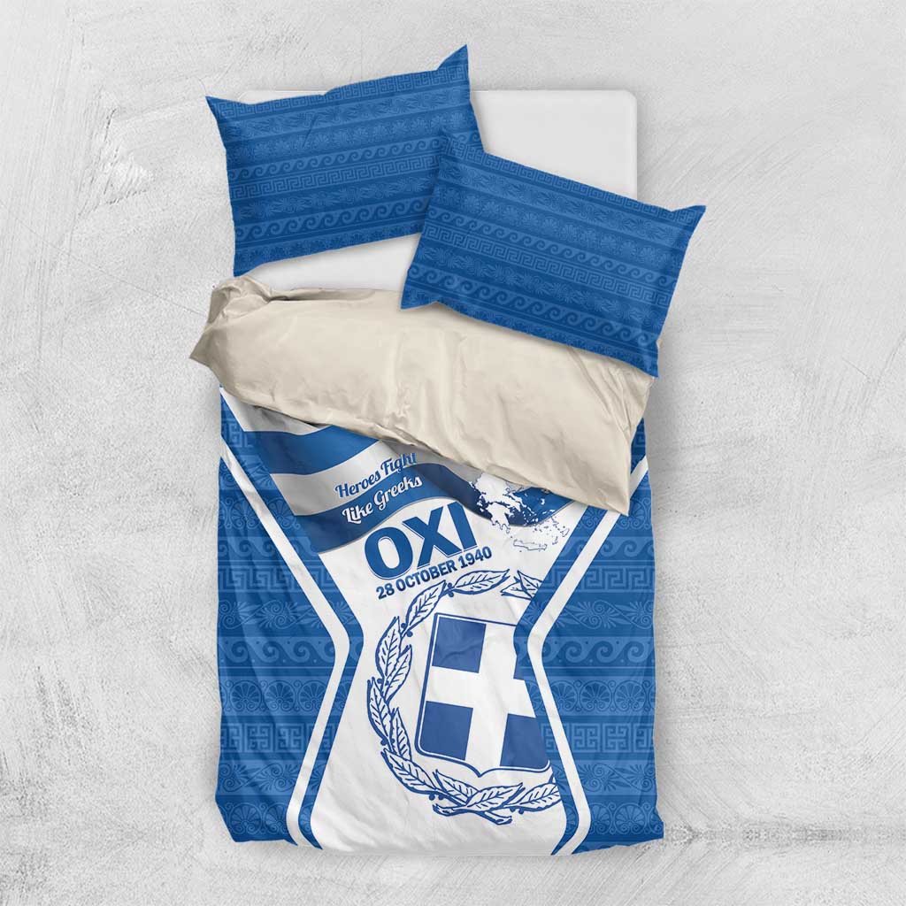 Greece Ohi Day Bedding Set Hellas Coat Of Arms Greek Pattern - Wonder Print Shop