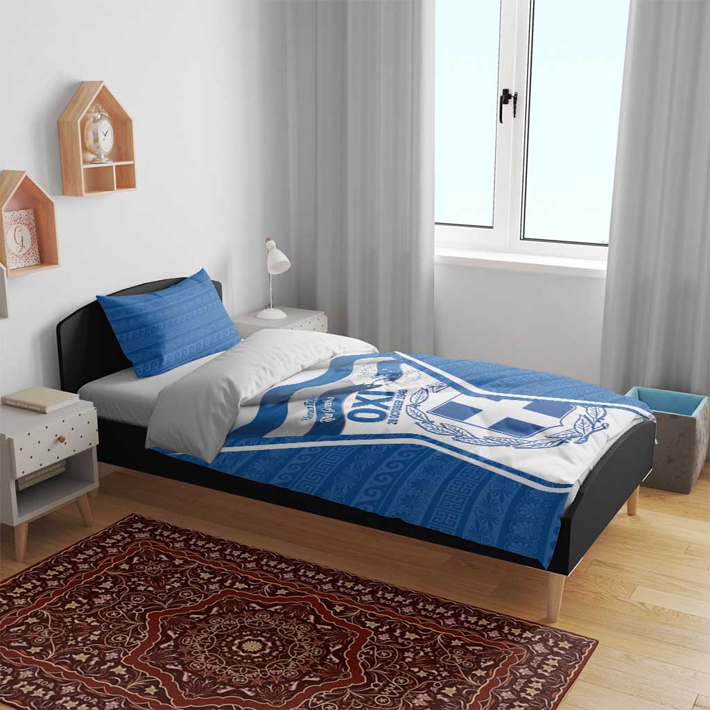 Greece Ohi Day Bedding Set Hellas Coat Of Arms Greek Pattern - Wonder Print Shop