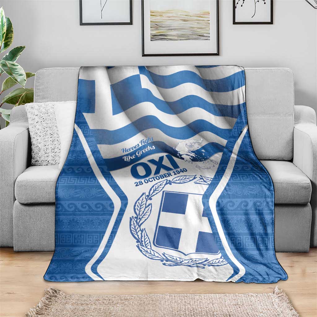 Greece Ohi Day Blanket Hellas Coat Of Arms Greek Pattern - Wonder Print Shop