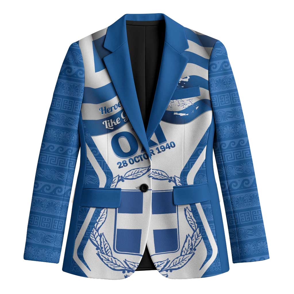 Greece Ohi Day Blazer Hellas Coat Of Arms Greek Pattern - Wonder Print Shop