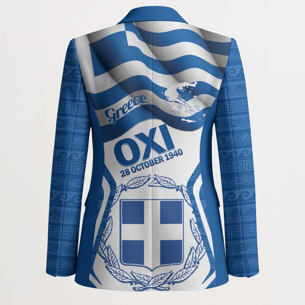 Greece Ohi Day Blazer Hellas Coat Of Arms Greek Pattern - Wonder Print Shop