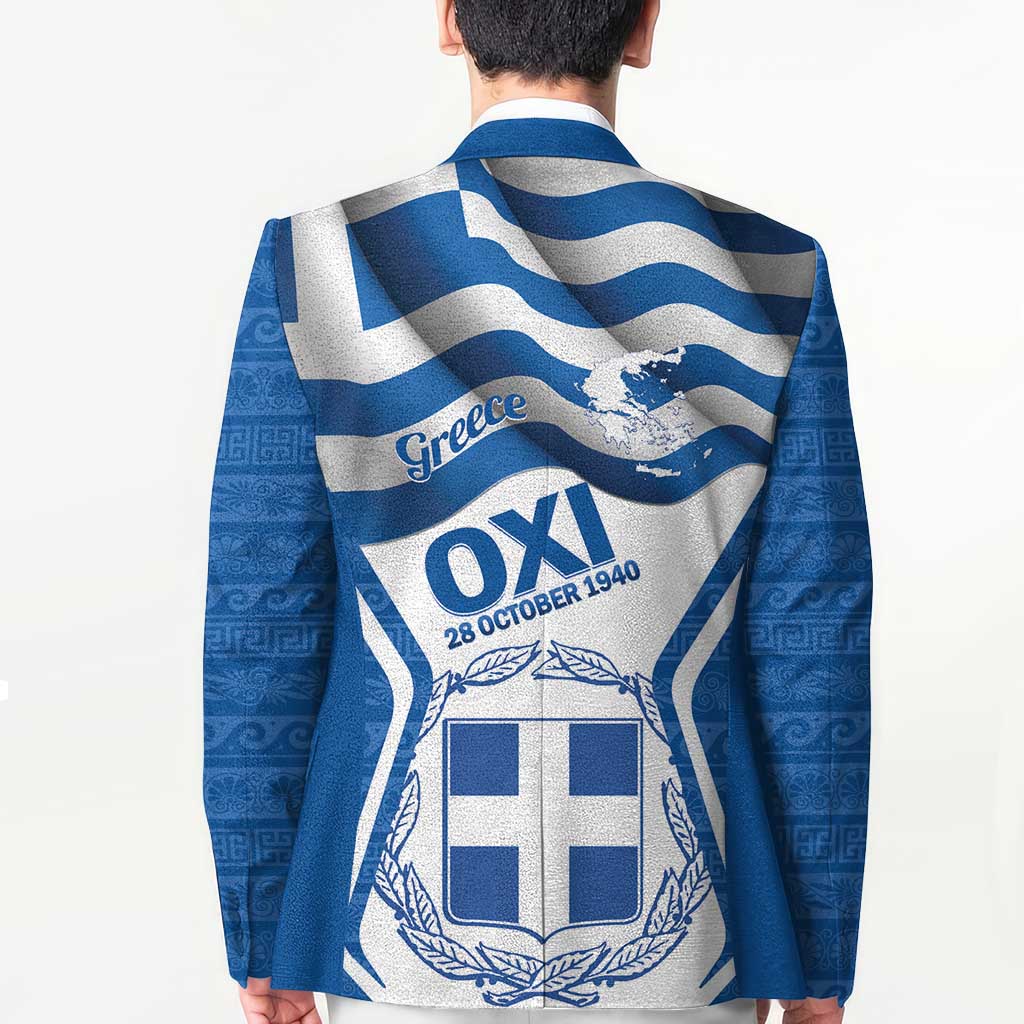 Greece Ohi Day Blazer Hellas Coat Of Arms Greek Pattern - Wonder Print Shop