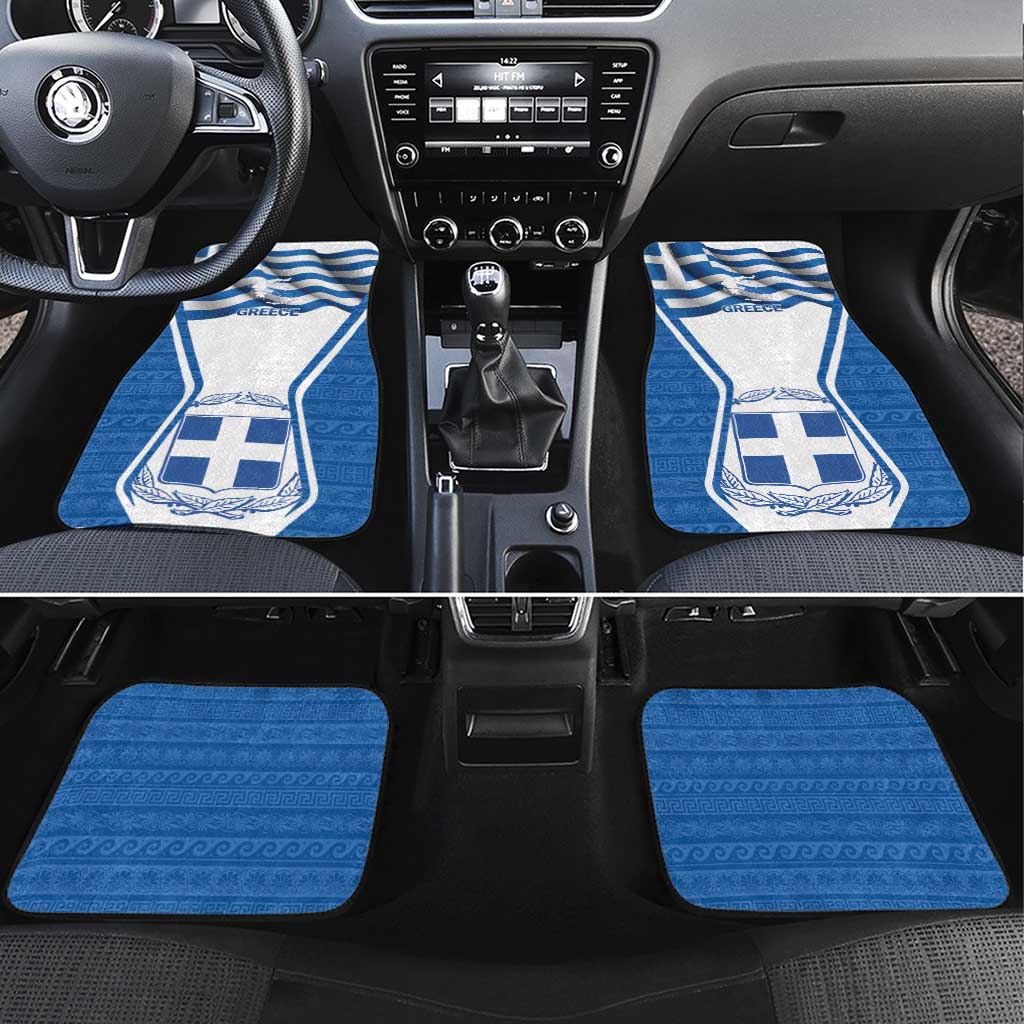 Greece Ohi Day Car Mats Hellas Coat Of Arms Greek Pattern - Wonder Print Shop