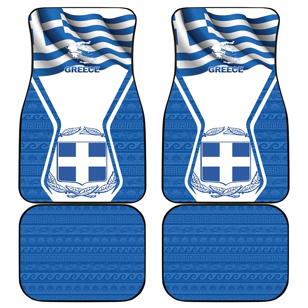 Greece Ohi Day Car Mats Hellas Coat Of Arms Greek Pattern - Wonder Print Shop