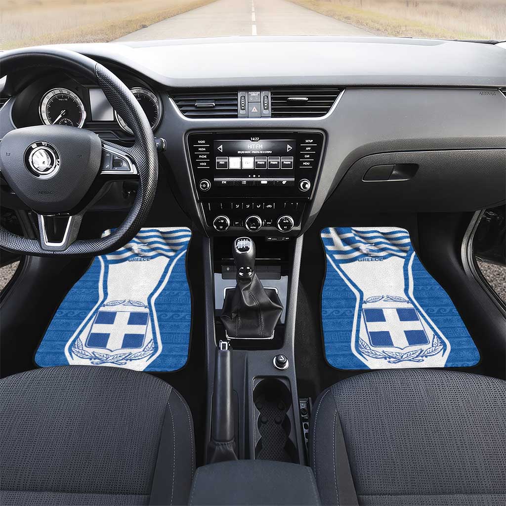 Greece Ohi Day Car Mats Hellas Coat Of Arms Greek Pattern - Wonder Print Shop