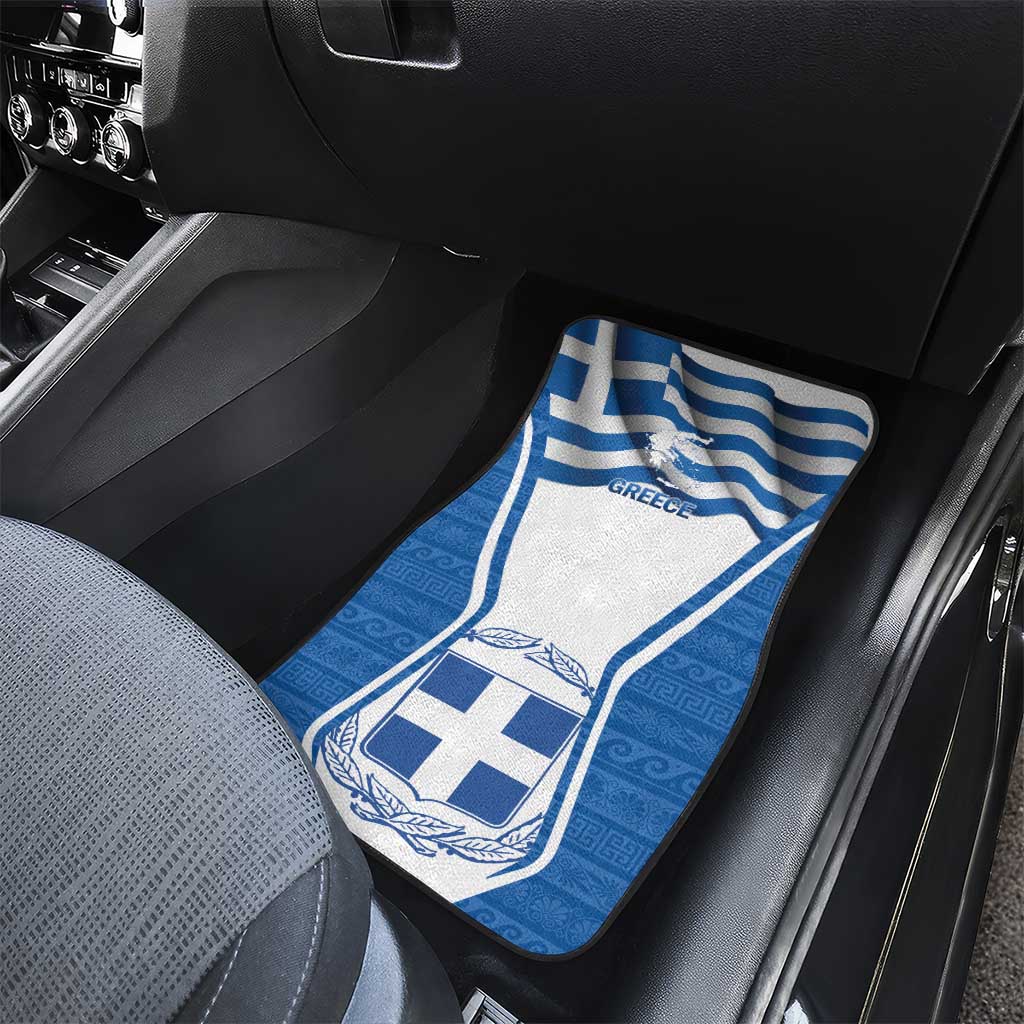 Greece Ohi Day Car Mats Hellas Coat Of Arms Greek Pattern - Wonder Print Shop