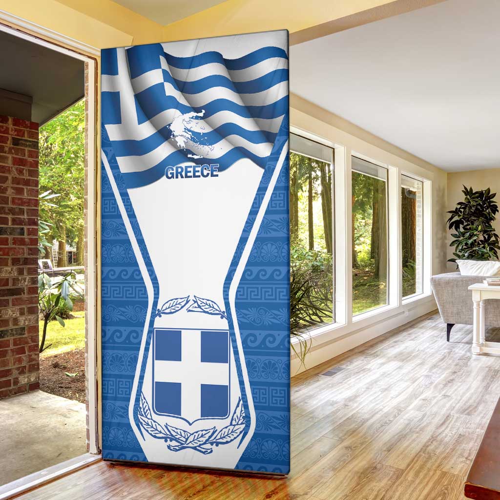 Greece Ohi Day Door Cover Hellas Coat Of Arms Greek Pattern - Wonder Print Shop