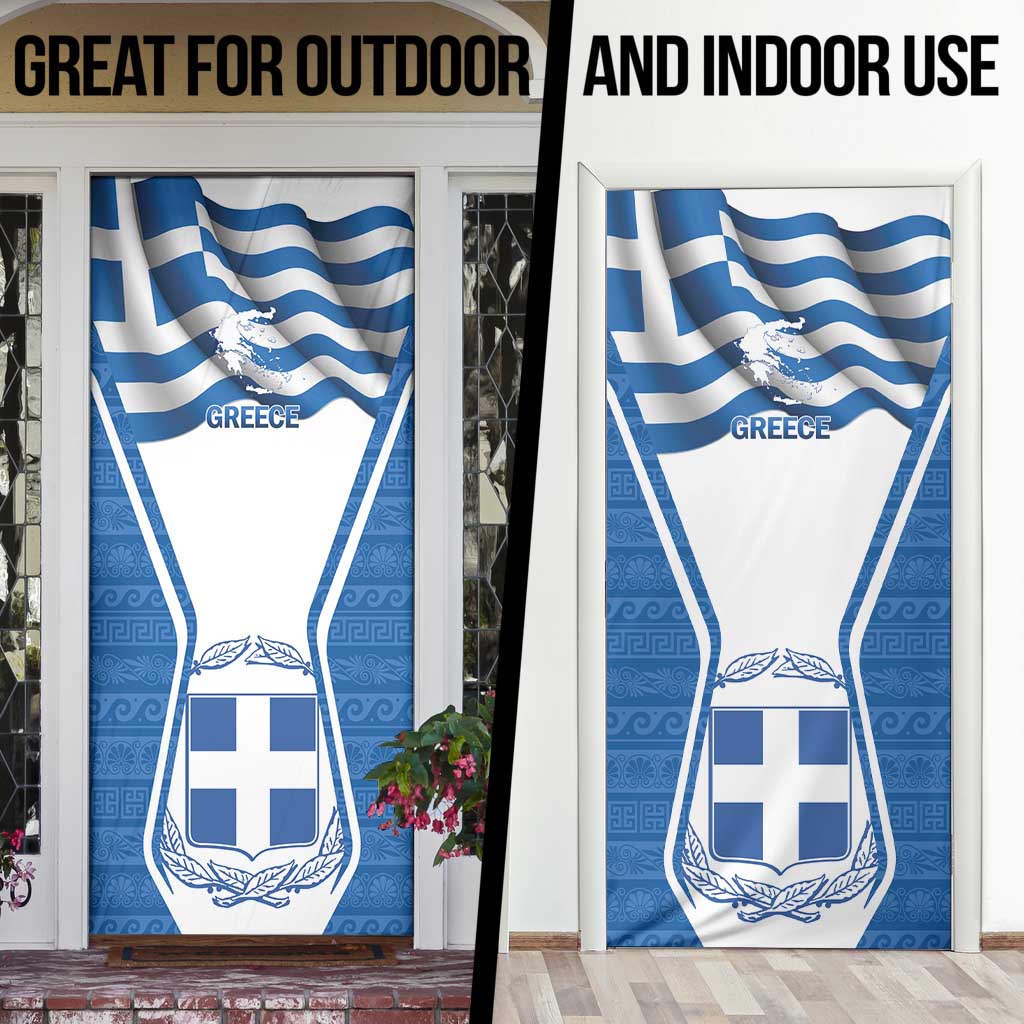 Greece Ohi Day Door Cover Hellas Coat Of Arms Greek Pattern - Wonder Print Shop