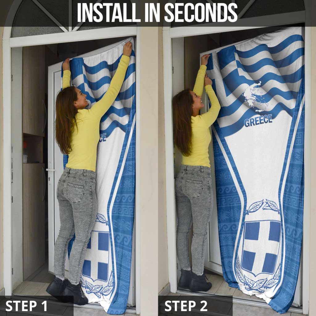 Greece Ohi Day Door Cover Hellas Coat Of Arms Greek Pattern - Wonder Print Shop