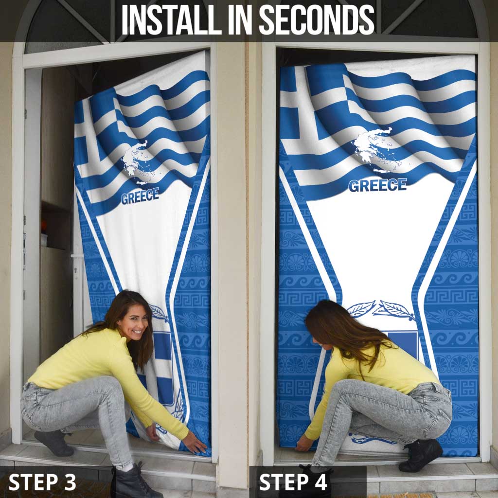 Greece Ohi Day Door Cover Hellas Coat Of Arms Greek Pattern - Wonder Print Shop