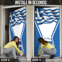 Greece Ohi Day Door Cover Hellas Coat Of Arms Greek Pattern - Wonder Print Shop