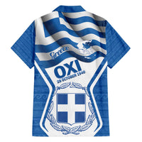 Greece Ohi Day Family Matching Off The Shoulder Long Sleeve Dress and Hawaiian Shirt Hellas Coat Of Arms Greek Pattern - Wonder Print Shop