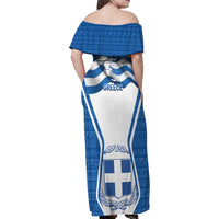 Greece Ohi Day Family Matching Off Shoulder Maxi Dress and Hawaiian Shirt Hellas Coat Of Arms Greek Pattern - Wonder Print Shop