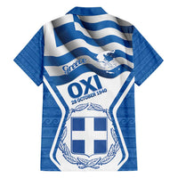 Greece Ohi Day Family Matching Short Sleeve Bodycon Dress and Hawaiian Shirt Hellas Coat Of Arms Greek Pattern - Wonder Print Shop