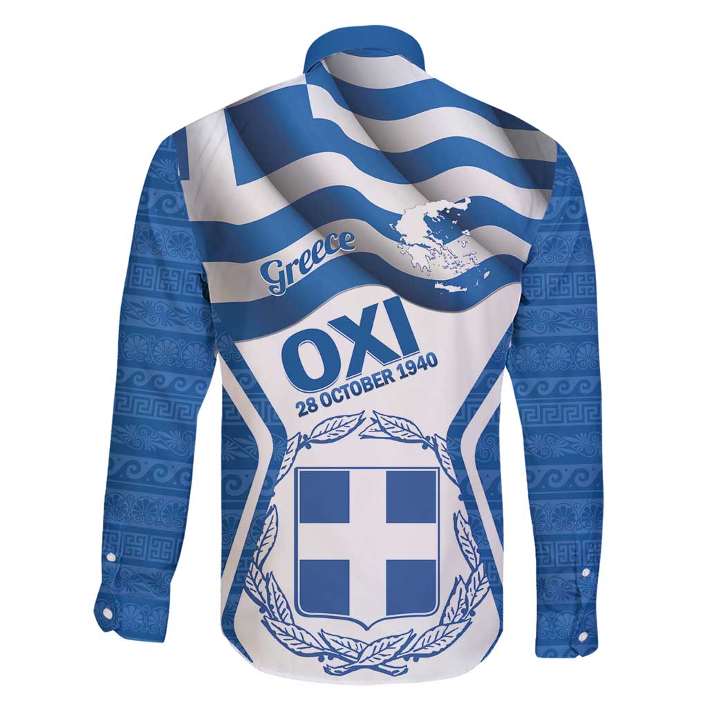 Greece Ohi Day Family Matching Short Sleeve Bodycon Dress and Hawaiian Shirt Hellas Coat Of Arms Greek Pattern - Wonder Print Shop