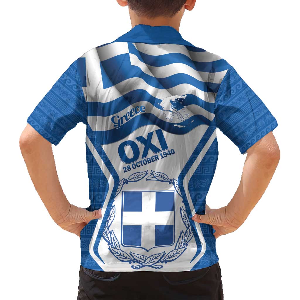 Greece Ohi Day Family Matching Summer Maxi Dress and Hawaiian Shirt Hellas Coat Of Arms Greek Pattern - Wonder Print Shop