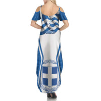 Greece Ohi Day Family Matching Summer Maxi Dress and Hawaiian Shirt Hellas Coat Of Arms Greek Pattern - Wonder Print Shop