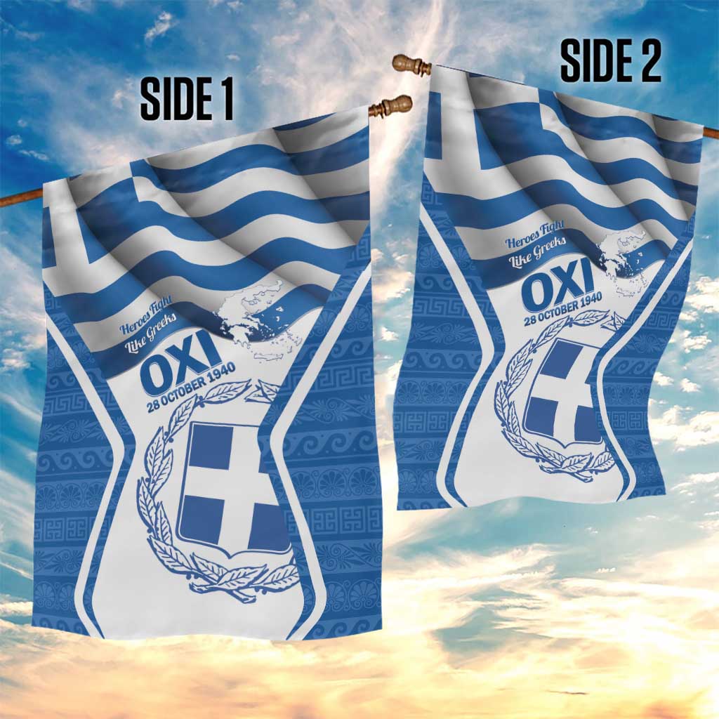 Greece Ohi Day Garden Flag Hellas Coat Of Arms Greek Pattern - Wonder Print Shop