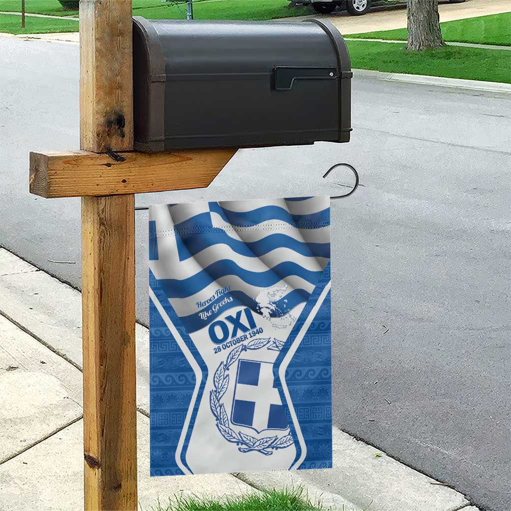 Greece Ohi Day Garden Flag Hellas Coat Of Arms Greek Pattern - Wonder Print Shop