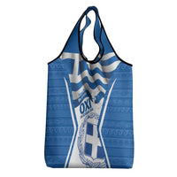 Greece Ohi Day Grocery Bag Hellas Coat Of Arms Greek Pattern - Wonder Print Shop