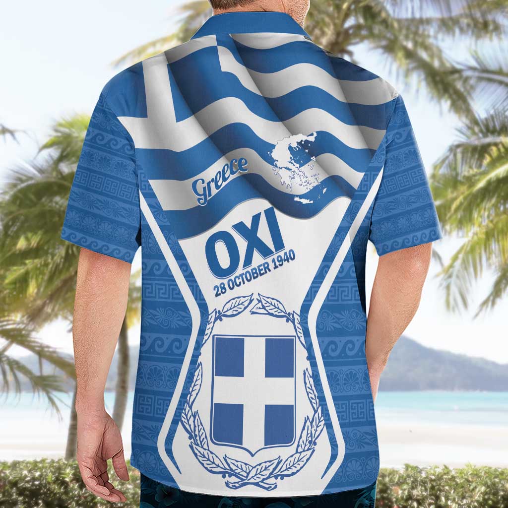 Greece Ohi Day Hawaiian Shirt Hellas Coat Of Arms Greek Pattern - Wonder Print Shop