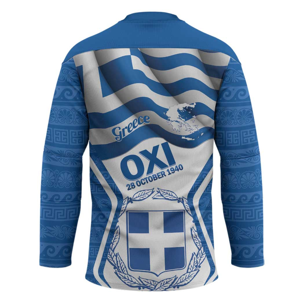 Greece Ohi Day Hockey Jersey Hellas Coat Of Arms Greek Pattern - Wonder Print Shop