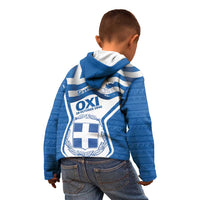 Greece Ohi Day Kid Hoodie Hellas Coat Of Arms Greek Pattern - Wonder Print Shop