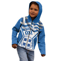 Greece Ohi Day Kid Hoodie Hellas Coat Of Arms Greek Pattern - Wonder Print Shop