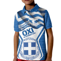 Greece Ohi Day Kid Polo Shirt Hellas Coat Of Arms Greek Pattern - Wonder Print Shop