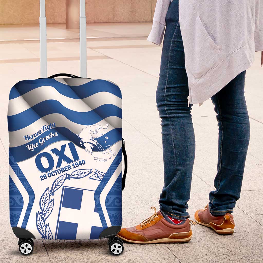 Greece Ohi Day Luggage Cover Hellas Coat Of Arms Greek Pattern - Wonder Print Shop
