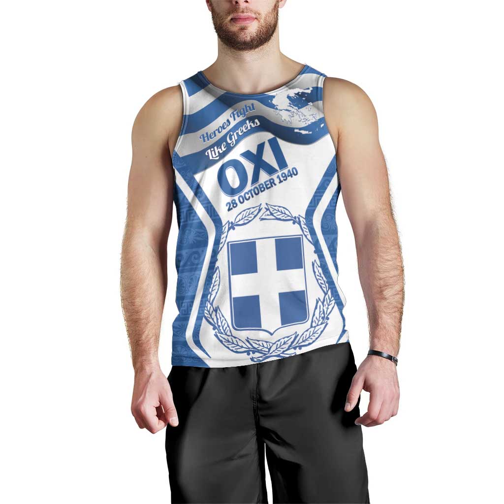 Greece Ohi Day Men Tank Top Hellas Coat Of Arms Greek Pattern - Wonder Print Shop