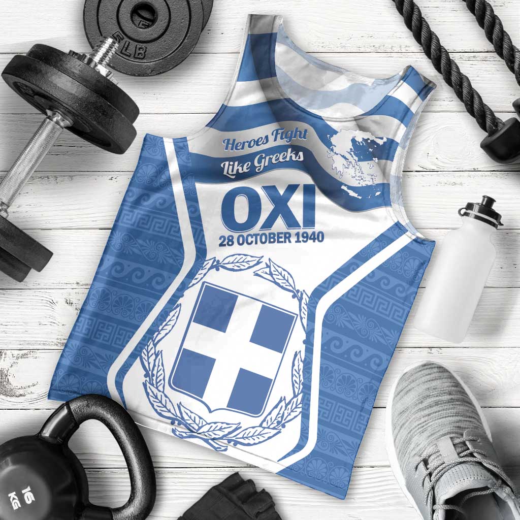 Greece Ohi Day Men Tank Top Hellas Coat Of Arms Greek Pattern - Wonder Print Shop