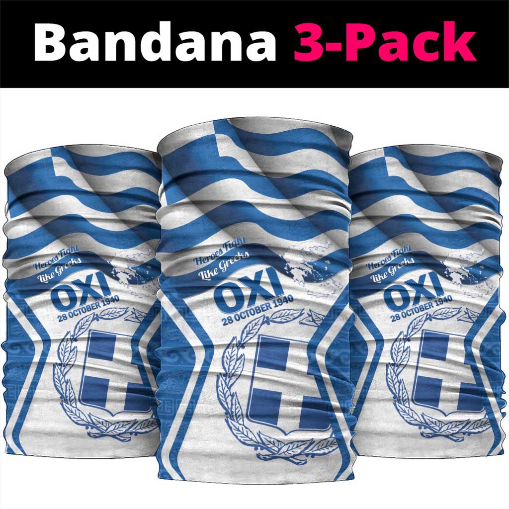 Greece Ohi Day Neck Gaiter Hellas Coat Of Arms Greek Pattern - Wonder Print Shop