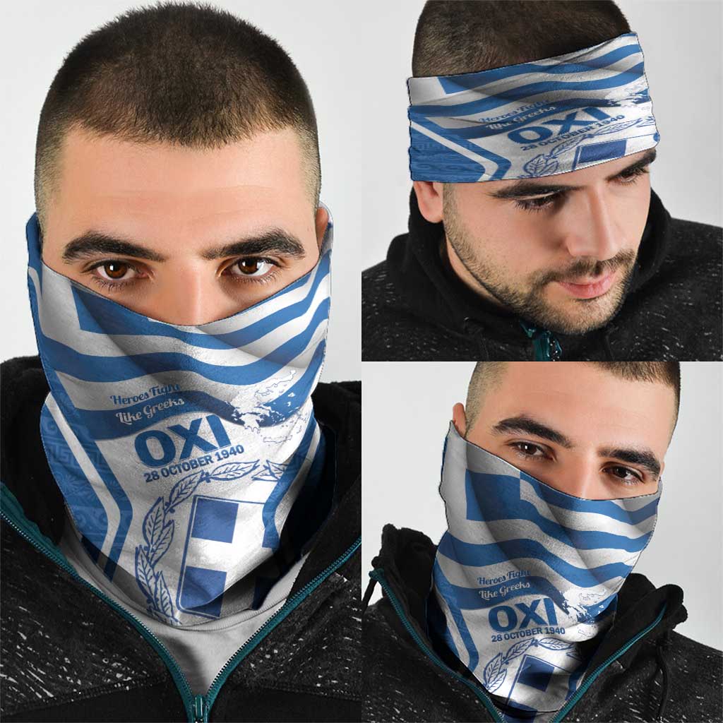 Greece Ohi Day Neck Gaiter Hellas Coat Of Arms Greek Pattern - Wonder Print Shop