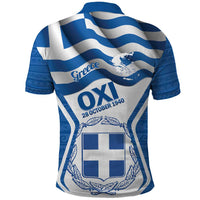 Greece Ohi Day Polo Shirt Hellas Coat Of Arms Greek Pattern - Wonder Print Shop