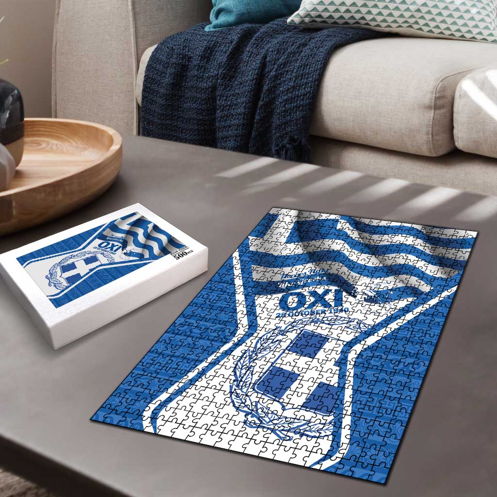 Greece Ohi Day Puzzle Hellas Coat Of Arms Greek Pattern - Wonder Print Shop