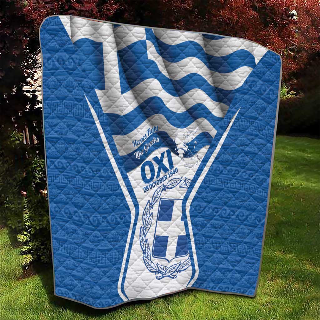 Greece Ohi Day Quilt Hellas Coat Of Arms Greek Pattern - Wonder Print Shop