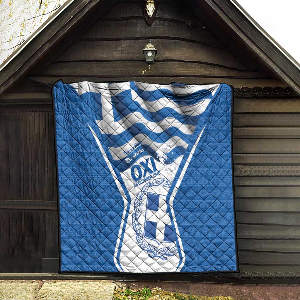 Greece Ohi Day Quilt Hellas Coat Of Arms Greek Pattern - Wonder Print Shop