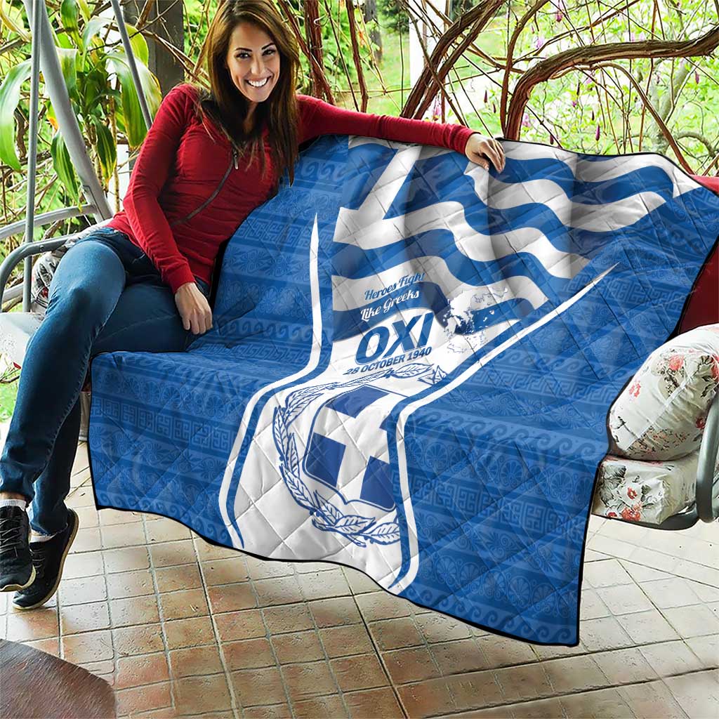 Greece Ohi Day Quilt Hellas Coat Of Arms Greek Pattern - Wonder Print Shop