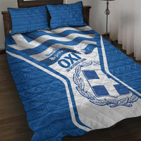 Greece Ohi Day Quilt Bed Set Hellas Coat Of Arms Greek Pattern - Wonder Print Shop