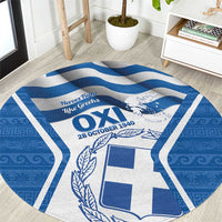 Greece Ohi Day Round Carpet Hellas Coat Of Arms Greek Pattern - Wonder Print Shop