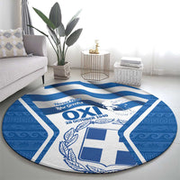 Greece Ohi Day Round Carpet Hellas Coat Of Arms Greek Pattern - Wonder Print Shop
