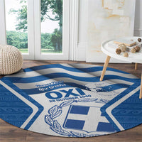 Greece Ohi Day Round Carpet Hellas Coat Of Arms Greek Pattern - Wonder Print Shop