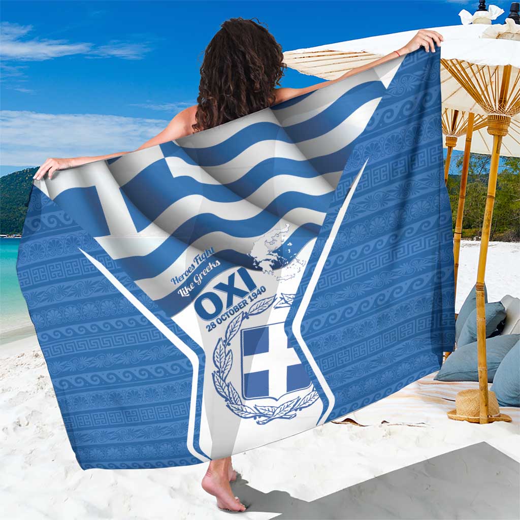 Greece Ohi Day Sarong Hellas Coat Of Arms Greek Pattern - Wonder Print Shop