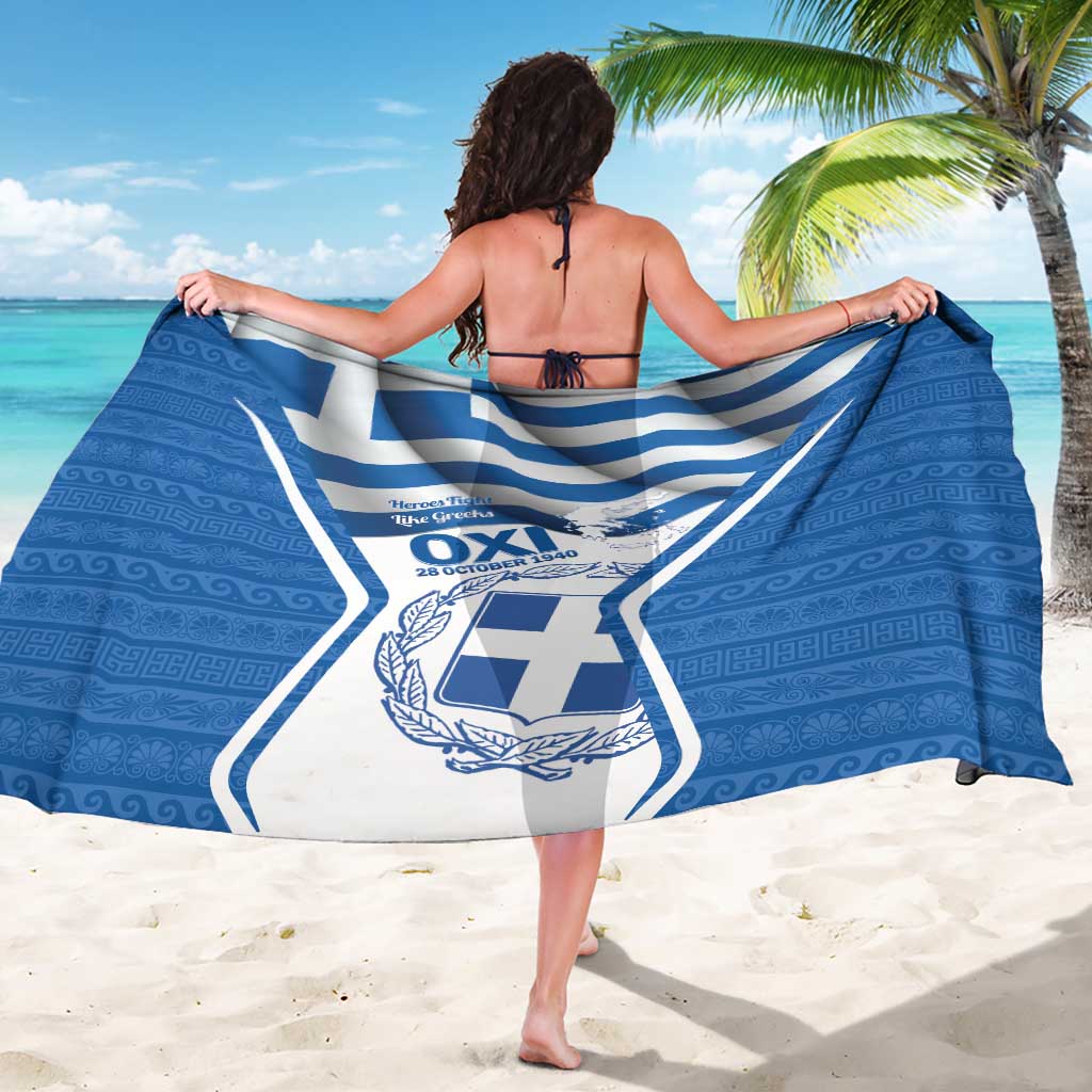 Greece Ohi Day Sarong Hellas Coat Of Arms Greek Pattern - Wonder Print Shop